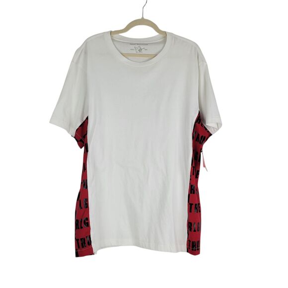 True Religion Men's Side Paneled Logo Tee T-Shirt White Red Cotton size XL NWT - Picture 1 of 8